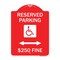 Signmission Reserved Parking $250 Fine W/ Updated & Bi-Directional Arrow Alum Sign, 18" x 24", RW-1824-23163 A-DES-RW-1824-23163 - alternate 1